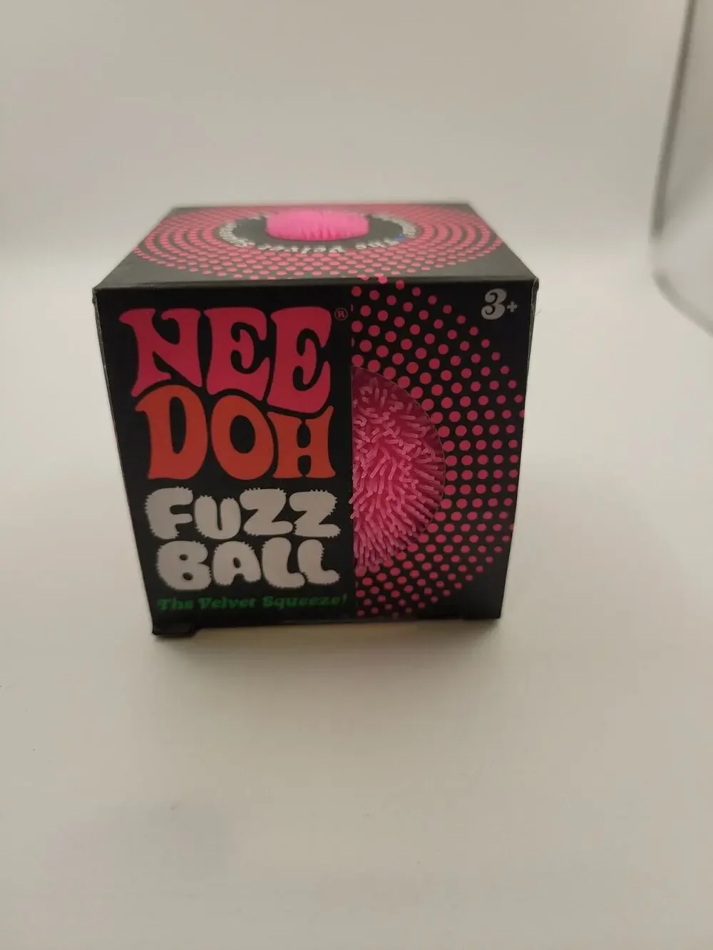 Needoh FUZZ BALL Flower Power Nee Doh Squish Stress Ball NEE-DOH Fuzzball Pink